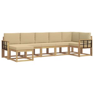 vidaXL Ensemble de canapés d'extérieur 7 pc Blanc et Beige Polyester