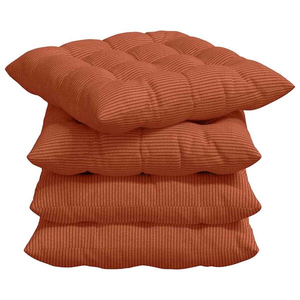 vidaXL Coussins de siège 4 Pièces Rouge orange 40 x 40 x 6 cm