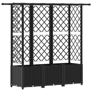 vidaXL Lit Élevé avec Treillis et Toit Noir 163 5 x 40 x 138 cm PP