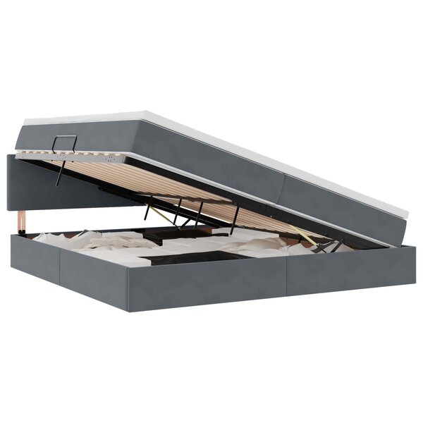 vidaXL Lit de Rangement Gris foncé 200 x 200 cm Velours