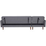 Canapé d'angle convertible 3 places réversible - Tissu gris foncé - Pieds en bois - 286 x 169 x 80 cm - IMANIA