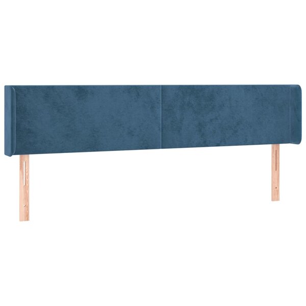 vidaXL Tête de lit avec oreilles Bleu foncé 163x16x78/88 cm Velours