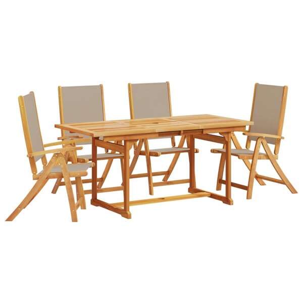 vidaXL Ensemble à manger de jardin 5Pièces bois d'acacia solide textilène