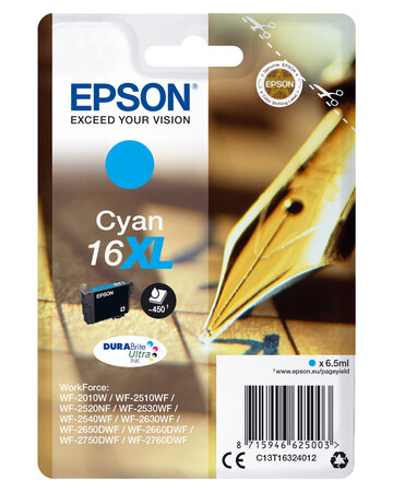 Epson singlepack cyan 16xl durabrite ult 16xl cartouche dencre cyan haute capacite 6.5ml 450 pages 1-pack rf-am blister