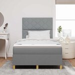 vidaXL Lit à ressort LED avec matelas Gris clair 120 x 190 cm tissu