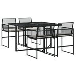vidaXL Ensemble à manger de jardin coussins 5Pièces noir résine tressée