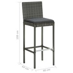 vidaXL Tabourets de bar de jardin et coussins lot de 4 résine tressée