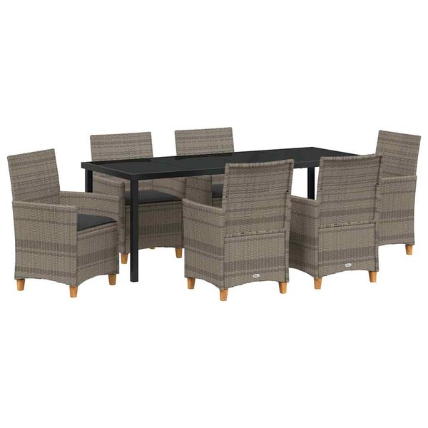 vidaXL Ensemble de salle à manger pour jardin 7 Pièces Gris polyrotin