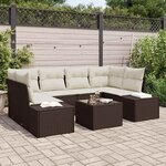 vidaXL Ensemble de canapé de jardin 7 Pièces Marron Poly rotin
