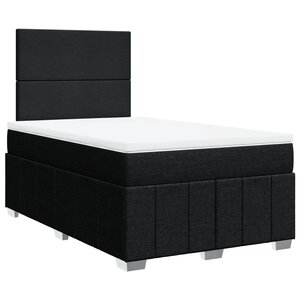 vidaXL Sommier à lattes de lit avec matelas noir 120x190 cm tissu