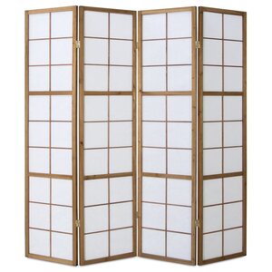 Paravent bois 4 pans marron