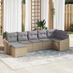 vidaXL Ensemble de salle à manger pour jardin 7 Pièces Beige  Gris clair