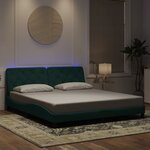 vidaXL Cadre de lit avec lumières LED vert foncé 180x200 cm velours