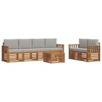 vidaXL Ensemble de canapés d'extérieur 7 Pièces Gris Naturel et Clair