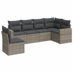 vidaXL Salon de jardin 6 Pièces avec coussins gris résine tressée