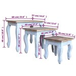 vidaXL Ensemble de tables gigognes 3 Pièces bois d'acajou massif