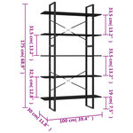 vidaXL Bibliothèque à 5 niveaux Noir 100x30x175 cm Bois d'ingénierie