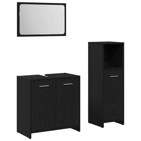 vidaXL Set de meubles de salle de bain Montage mural 3 Pièces Chêne noir