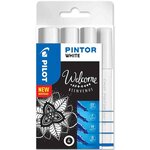 Etui de 4 Marqueurs à Pigment PINTOR WHITE Extra Fine  Fine  Moyenne et Large PILOT