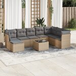 vidaXL Salon de jardin avec coussins 9 Pièces beige résine tressée