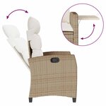 vidaXL Chaise de jardin inclinable et table d'appoint beige polyrotin