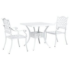 Ensemble Bistro de Jardin 3 Pièces vidaXL en Aluminium Blanc