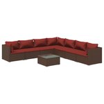 vidaXL Salon de jardin 8 Pièces avec coussins résine tressée marron