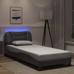 vidaXL Cadre de lit avec lumières LED gris 90x190 cm similicuir