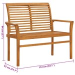 vidaXL Banc de jardin avec coussin taupe 112 cm Bois de teck massif