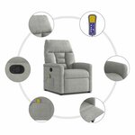vidaXL Fauteuil inclinable de massage gris clair tissu microfibre