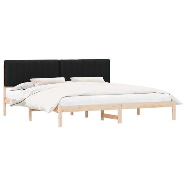 vidaXL Cadre de lit avec tête de lit rembourrée Noir 200 x 200 cm