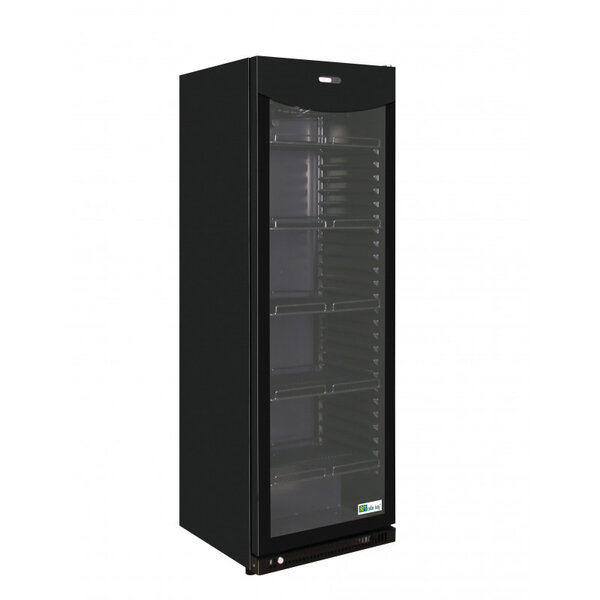 Armoire réfrigérée positive noire avec porte vitrée - 382 l - afi collin lucy - r600a - 1593vitrée x620x1830mm