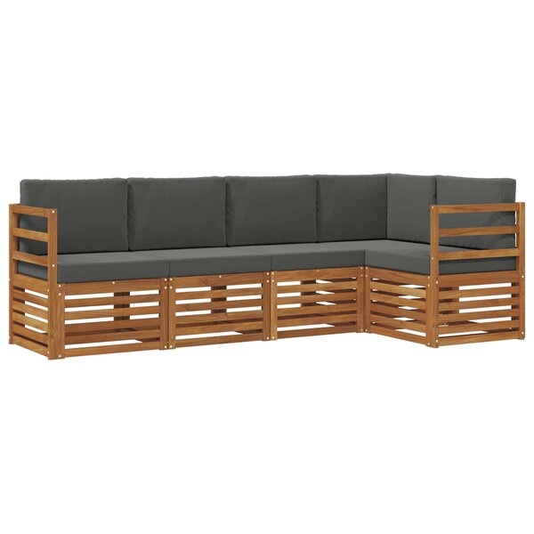 vidaXL Ensemble de canapé d'angle 5 Pièces Naturel et Anthracite