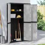 vidaXL Armoire de rangement d'extérieur gris et noir 97x37x165 cm PP
