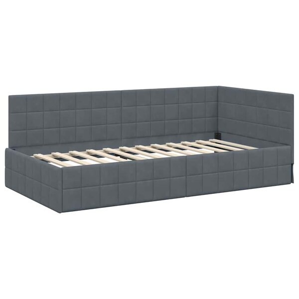 vidaXL Cadre de lit d'angle Gris foncé 100 x 200 cm Velours