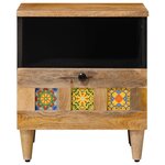vidaXL Cabinet de chevet avec tiroir 2 Pièces Naturel 40 x 33 x 46 cm