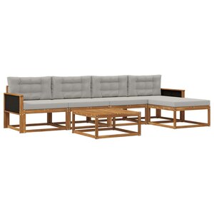 vidaXL Ensemble de canapés d'extérieur 6 Pièces Naturel et Gris clair
