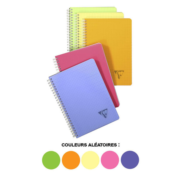 Carnet - A5 - 14 8x21cm - Spirale - 180 pages - Petits carreaux - Polypro - Clairefontaine