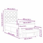 vidaXL Lit Box Spring avec Matelas & Banc Bleu Foncé 100x200 cm Velours