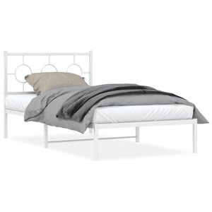 vidaXL Cadre de lit métal sans matelas et tête de lit blanc 100x190 cm