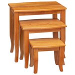 vidaXL Tables d'appoint emboîtables 3 pièces Naturel 60 x 45 x 60 5 cm