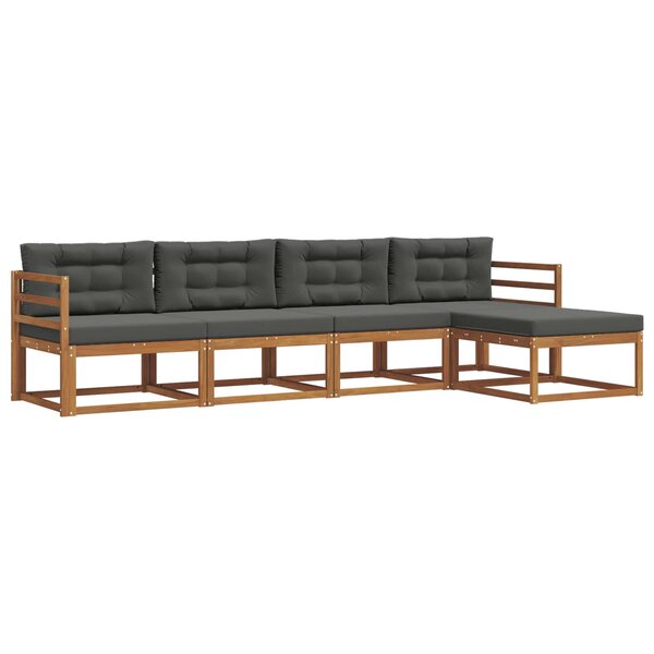 vidaXL Ensemble de canapés d'extérieur 5 Pièces Naturel et Anthracite