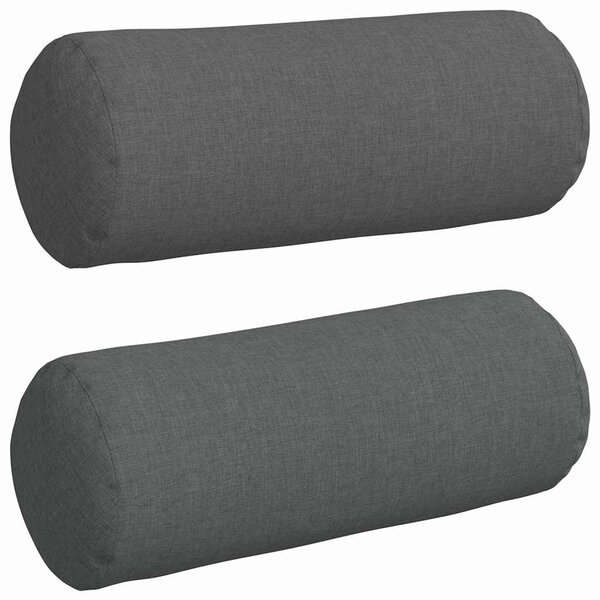 vidaXL Coussins d'accent 2 Pièces Gris foncé Ø 15 x 40 cm tissu