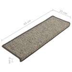 vidaXL Tapis d'escalier autocollants 15 Pièces 65x21x4 cm Gris et beige