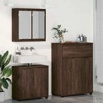 vidaXL Ensemble de mobilier de salle de bain 3 Pièces Chêne brun