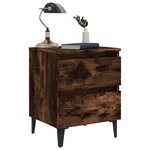 vidaXL Table de chevet avec pieds en métal Chêne fumé 40x35x50 cm