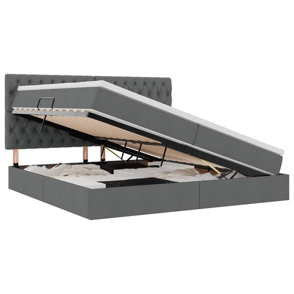 vidaXL Lit avec rangement et matelas Gris foncé 200 x 200 cm Polyester