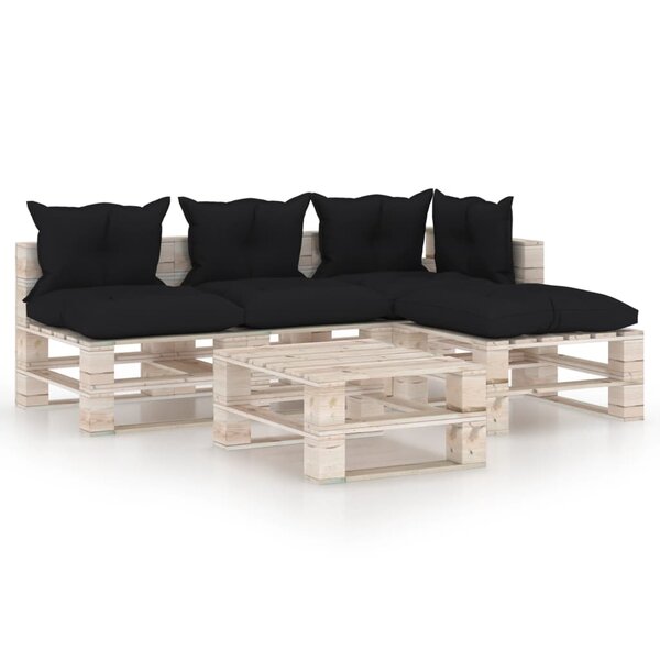 vidaXL Salon palette de jardin 5 Pièces avec coussins bois de pin