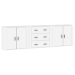 vidaXL Buffets 3 Pièces Blanc Bois d'ingénierie