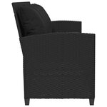 vidaXL Canapé de jardin avec coussins 5 places noir résine tressée